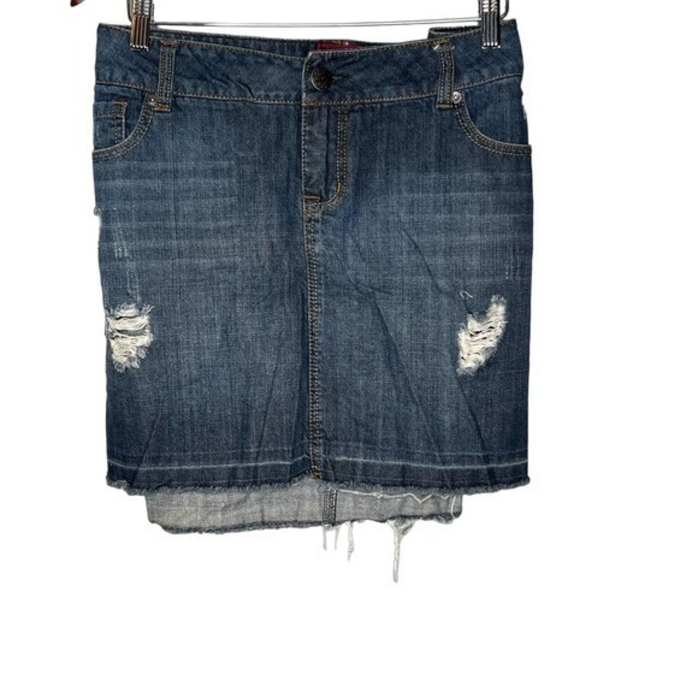 Torrid plus size distressed denim blue jean skirt with pockets y2k 00's size 16